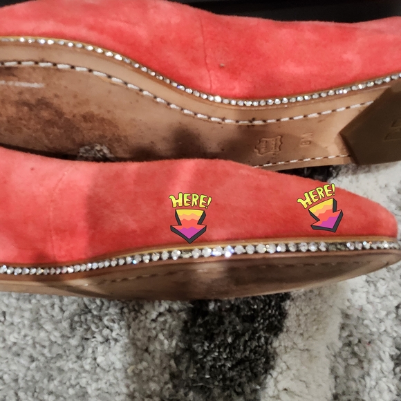 Donald J. Pliner Coral Suede Flats with Rhinestone Trim - Picture 3 of 5